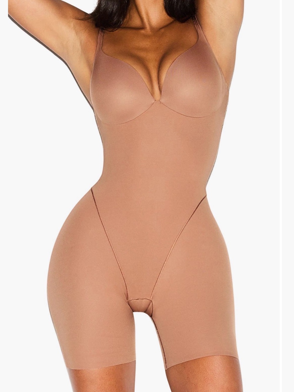 Skims Sculpting Seamless Bodysuit in Nude hip and butt enhancement shapewear